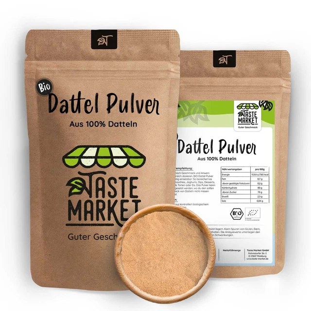 2x100 g polvere datteri biologici | zucchero datteri | da datteri 100% biologici | dolce naturale