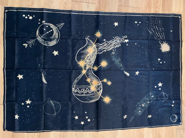 12 Constellation Tapestry Wall Hanging Black & Gold Zodiac Tarot Hippie Chic New