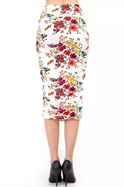 Floral Below Knee Pencil Skirt in Sizes Small Medium or Large by New Mix 2