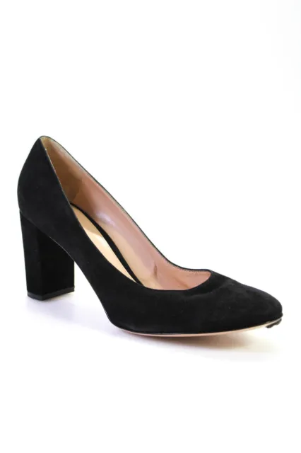 Gianvito Rossi Womens Block Heel Round Toe Pumps Black Suede Size 41.5