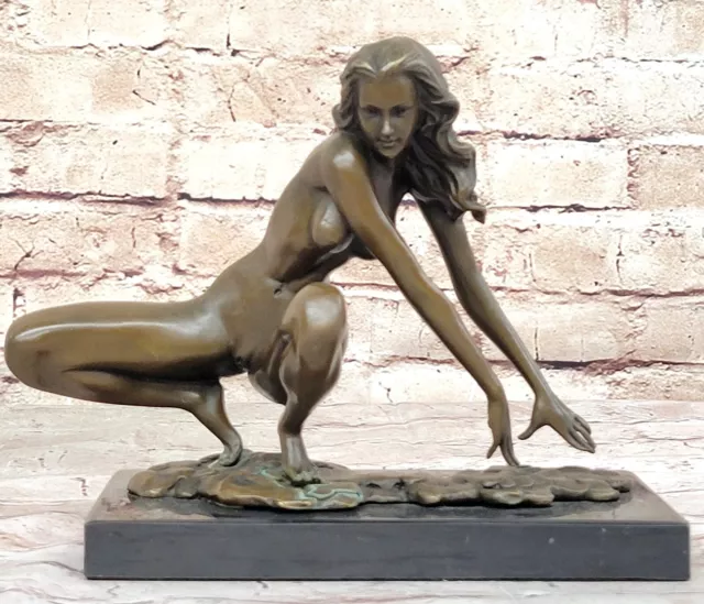 Art Déco Escultura Desnudo Niña Mujer Mama Bronce Estatua Figura Caliente Hierro