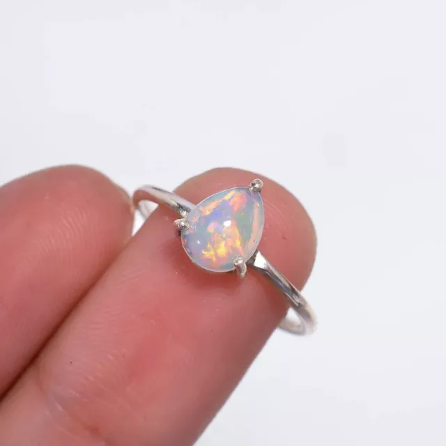 Elegant AAA+ Ethiopian Opal Daily Wear Ring,Stackable Ring,925 Sterling Silver