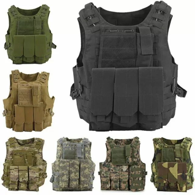 TACTICAL VEST MILITARY Combat Plate Carrier Army Vest Outdoor Hunting ...
