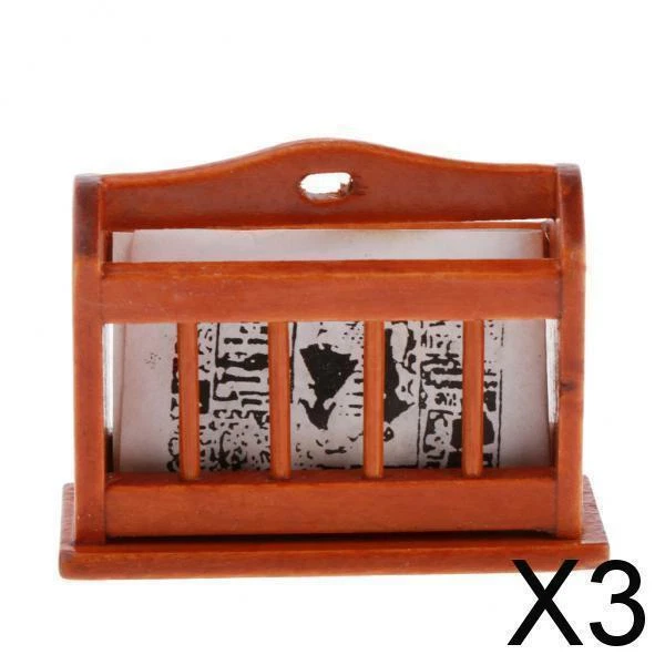 3X Dollhouse Miniature Wood Magazine Rack Holder Bookshelf Handcrafted Items