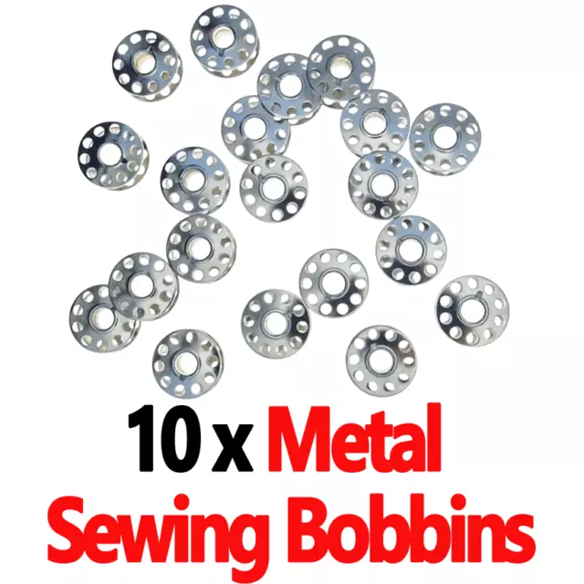 10 Metal Sewing CB Bobbins for Older Front Loading Janome Elna & Singer Machines