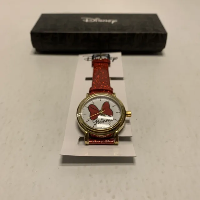 Disney Adult Size Minnie Mouse Bow Red Band Watch