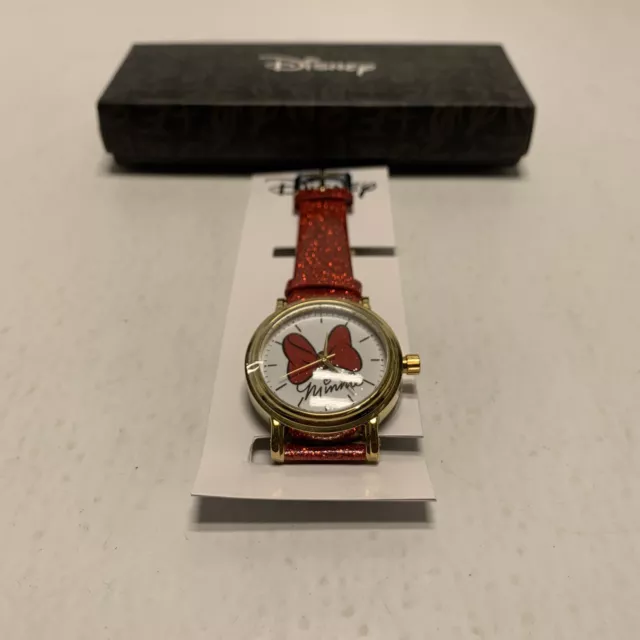 Disney Adult Size Minnie Mouse Bow Red Band Watch