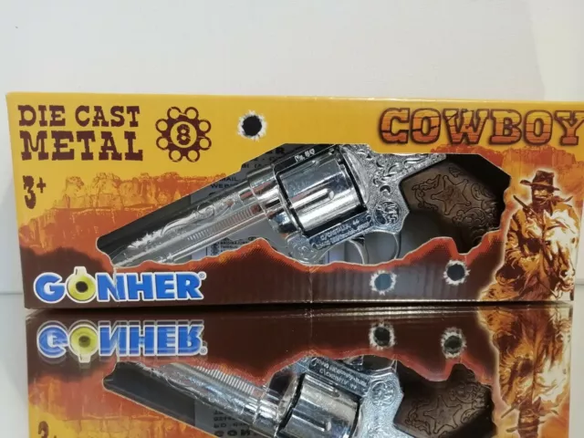 Gonher Diecast Metal 8 Ring Shot Cowboy Gun Revolver