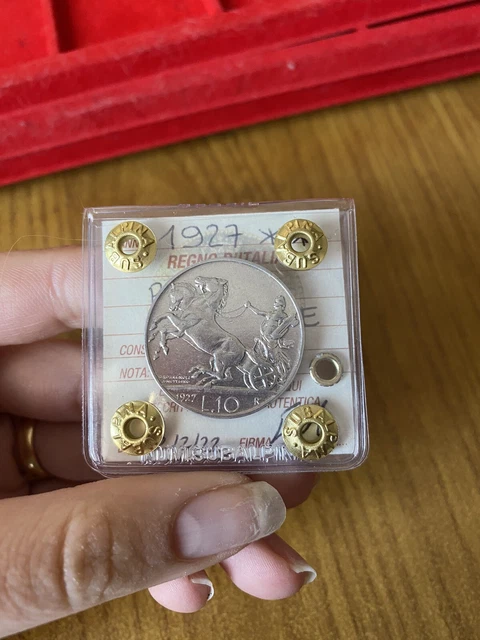 MONETA REGNO D' ITALIA BIGA 10 LIRE 1927 2 ROSETTE sigillata BB+  SUBALPINA