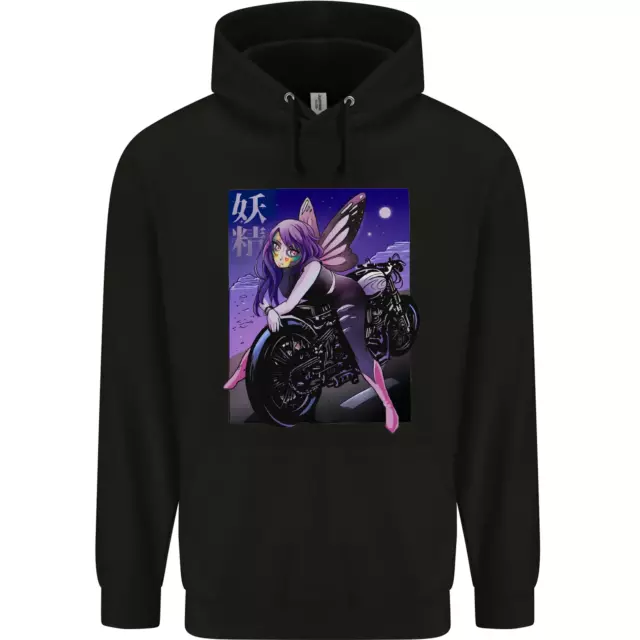 Anime Fairy Biker Japan Motorbike Motorcyle Mens 80% Cotton Hoodie