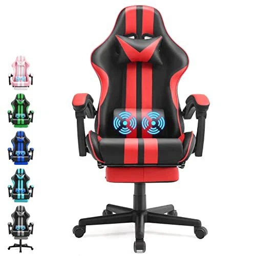 Gaming Chairs Red with Footrest,Ergonomic Racing Style PC Game Computer Chair