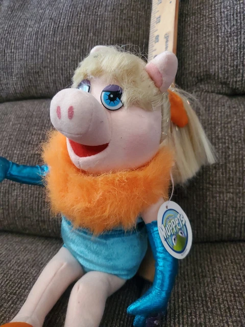 Vintage Jim Henson TM Miss Piggy Stuffed Plush Muppet's Doll Blue & Orange Dress