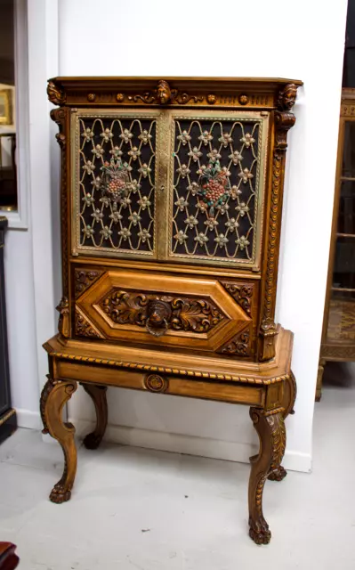 Antique Bar Cabinet Made In Walnut From Edwardian Period Used For Drinks Storage