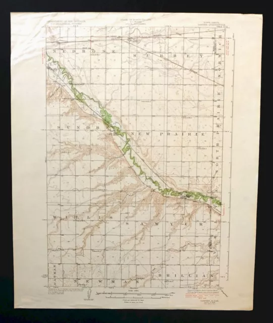 1929 Sawyer North Dakota Vintage USGS Topographic Map east of Minot Topo