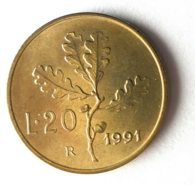 1991 ITALY 20 LIRE - AU/UNC - Excellent Coin Bin #403