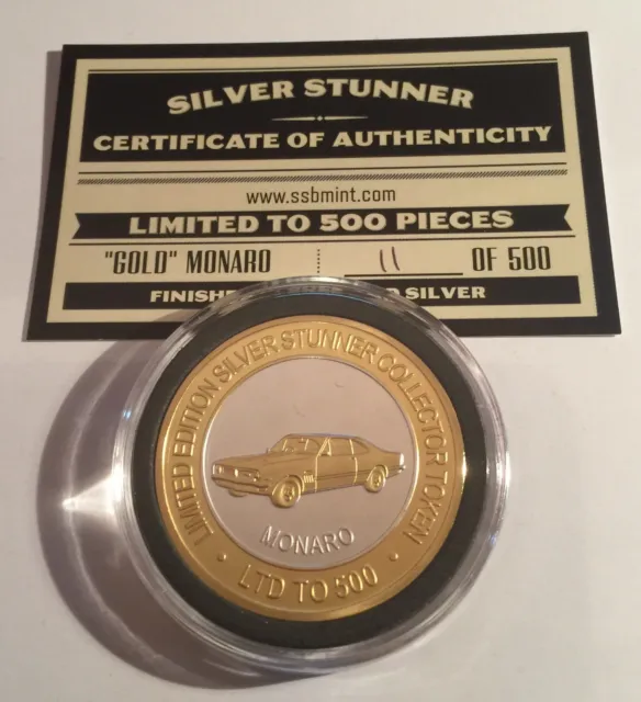 New 2018 Holden "GOLD" Monaro Silver Stunner Coin/Token C.O.A. LTD 500