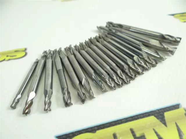 Lot Of 17 Solid Carbide 2 3 & 4 Flute Double End Mills 7/64" To 1/4" Usa Sgs