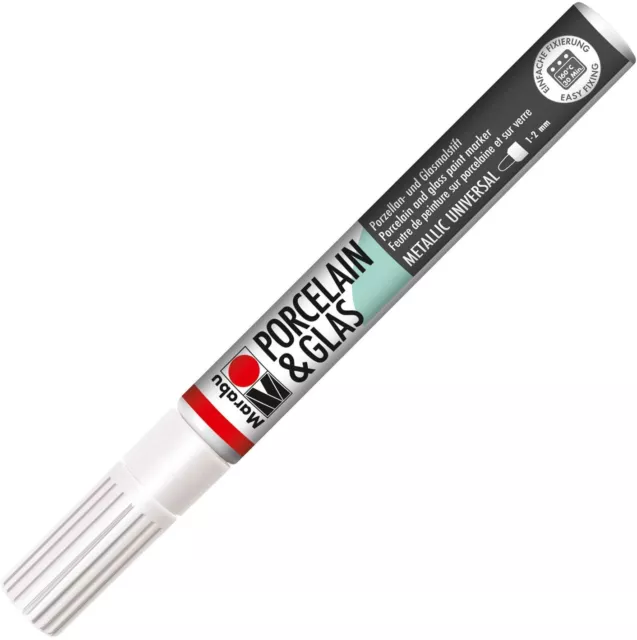 Marabu Porcelain/Glas Painter Marker Pen 1-2mm Metallic White