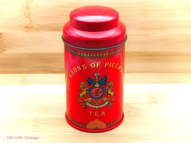 Jacksons of Piccadilly Small Red Vintage Tea Tin-cor