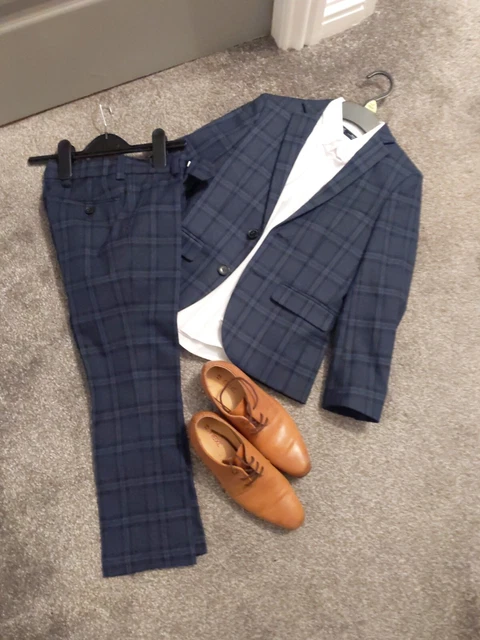 Boys Next Suit Age 7 (Shirt  and UK 13 next tan leather Shoes)