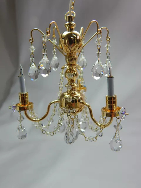 Heidi Ott Dollhouse Miniature Light 3 Arms Real Crysta Chandelier  #YL7002