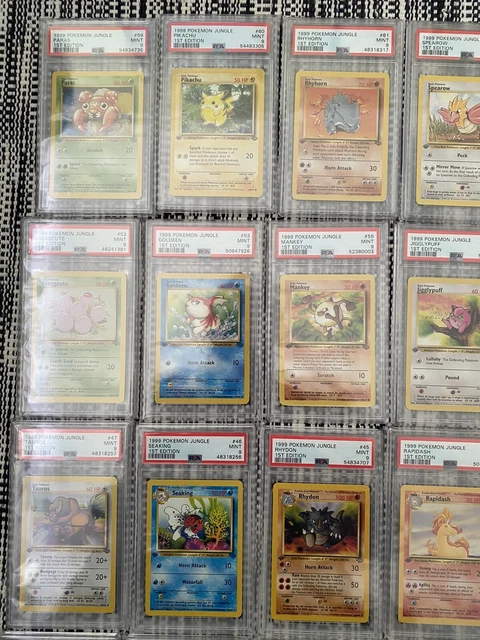 Komplettset, 1. Auflage Dschungel-Pokémon, PSA 9, 64/64, neuwertig, WOTC Vintage 8