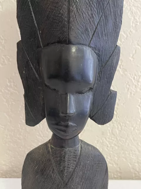 Vintage Ethnic Tribal Possibly African Carved Wood Bust Statue of Woman 3
