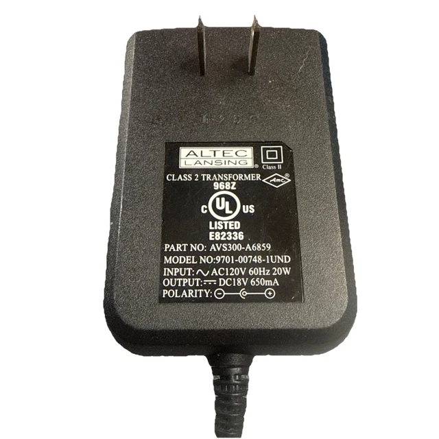 18V DC AC Adapter Power Supply For Altec Lansing 968Z 9701-00748-1UND AVS300-A6859 Speakers - 100-240V Input - View #2