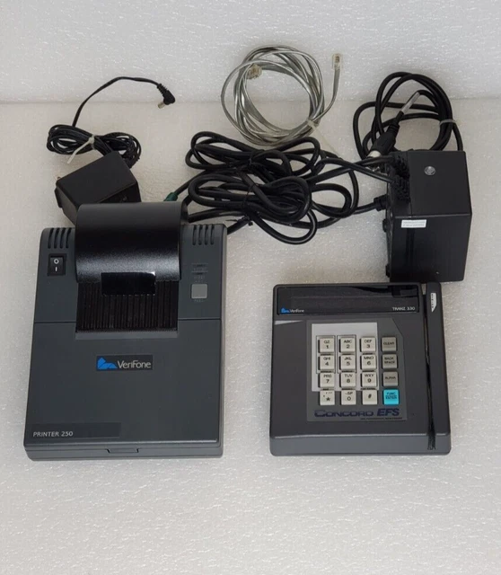 Verifone 330 Card Terminal Scanner Plus 250 Printer And Cords Verifone 330 Card Terminal Scanner Plus 250 Printer And Cords