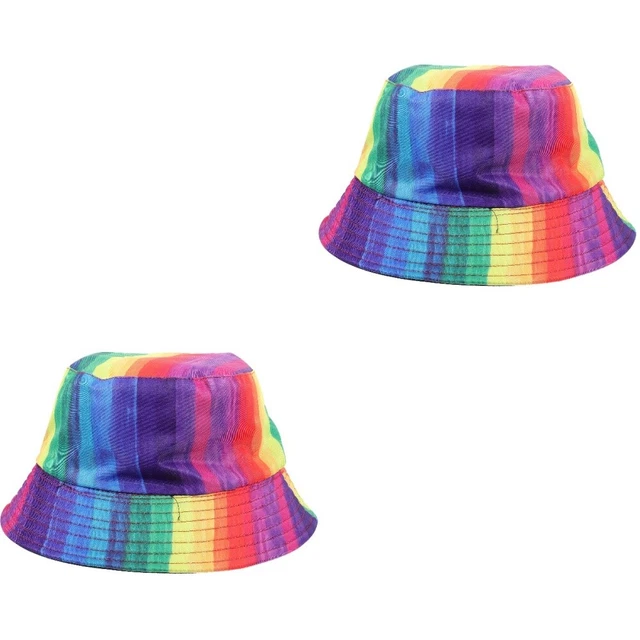 2pcs Bucket Hat Pride Parade Bucket Rainbow Hat Costume fête du chapeau de seau