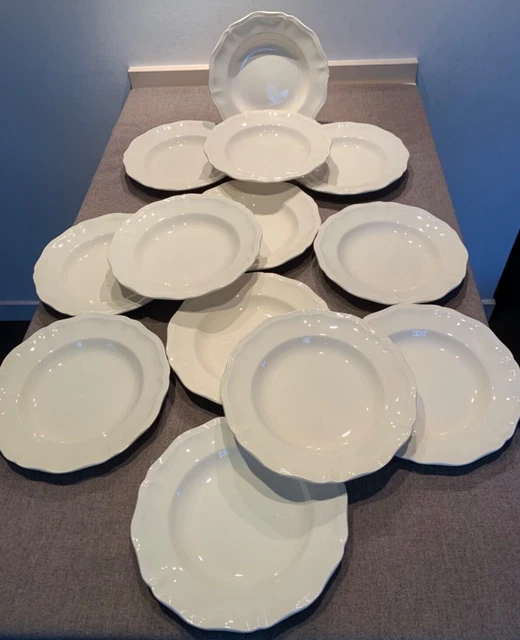13 Assiettes Creuses Sarreguemines Digoin Dv Couleur Ivoire Bord Chantourne Deco