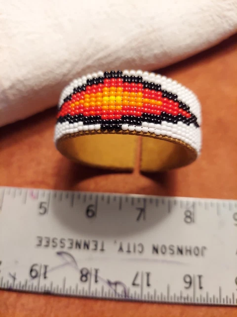 Native American Styled Beaded Bracelet cuff Southwest diamond pattern 13 Row