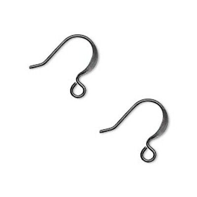 100 Gunmetal French Flat Earwires Earring Hook Wires Fishhook Bead Findings