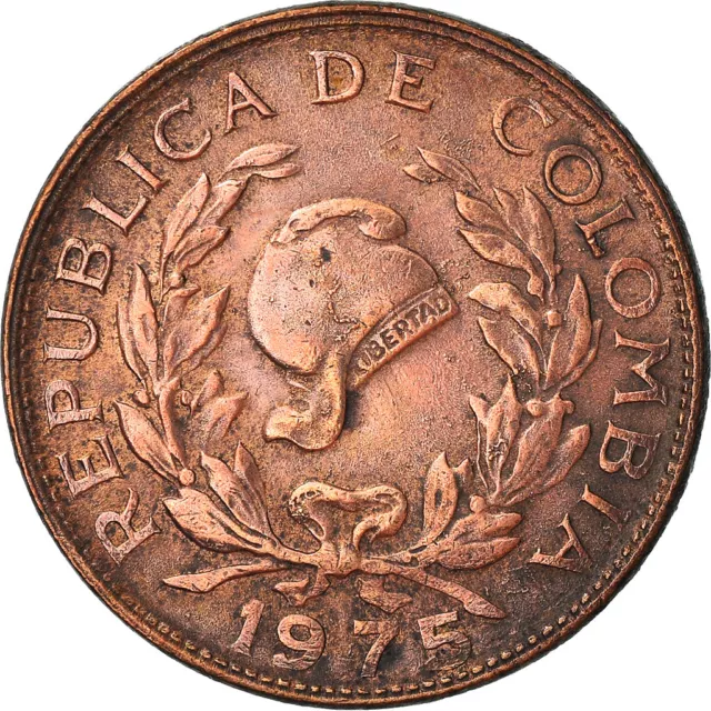 [#382978] Coin, Colombia, 5 Centavos, 1975, EF, Copper Clad Steel, KM:206, a