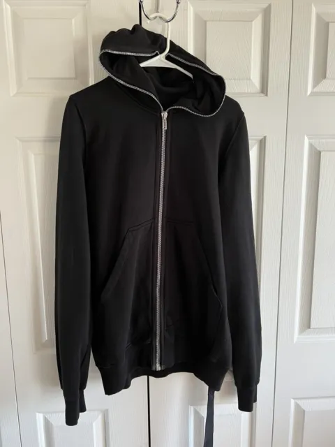 Rick Owens DRKSHDW Black Full Zip Gimp Hoodie Size L