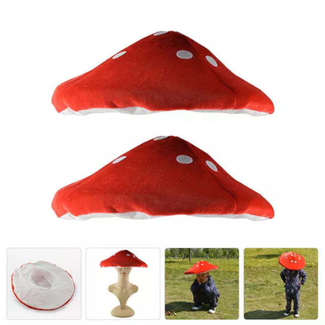 2Pcs Plush Mushroom Funny Plant Cosplay Cap Vintage Painter