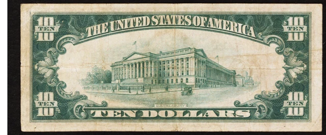 A KEY NOTE  CHICAGO Fr. 2003-G $10 1928C Federal Reserve Note WOODS / MILLS V/F 2