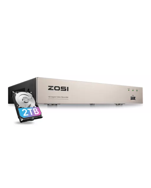 ZOSI H.265+ DVR 8CH 1080P Détection de Mouvement Alerte Instantanée APP Gratuite