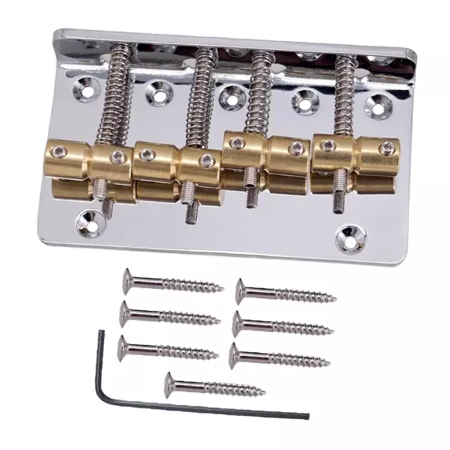 4 String Electric Bass Bridge Assembly Replace with Brass Saddles Tailpiece