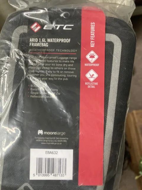 ETC Arid Waterproof Frame Bag - 1.6L - Black Reflective Bike Cycle Stocking Fill