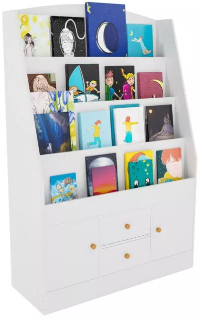 Librería Luray Infantil Con 4 Estantes, 2 Cajones & 2 Compartimentos Con Puerta