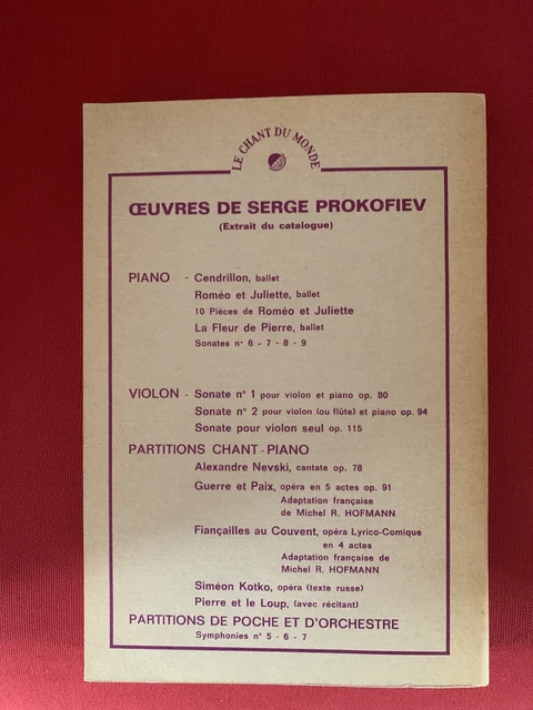 Partition opéra Prokofiev Les fiançailles au couvent (piano-chant russe français 6