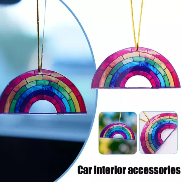 Car Rearview Mirror Interior Hanging Ornaments Rainbow NEW Window Stained O7G1