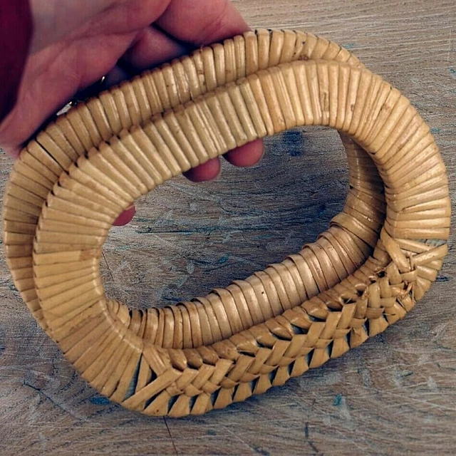 Pair of Oval bag Handles, size 14 cm, Plaited Design  Natural Colour ,BH42