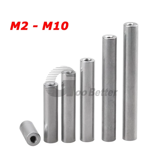 M2 - M10 Aluminum Threaded Sleeve Rod Stud Round Standoff Pillar Connector Nut