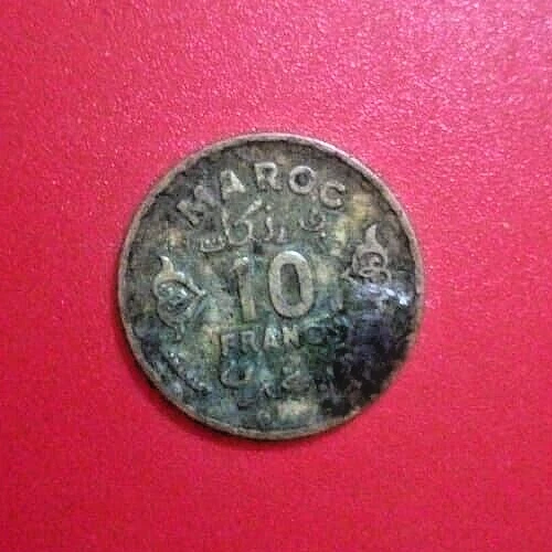 OLD COIN KINGDOM MOROCCO  1951 AH 1371    10 Francs