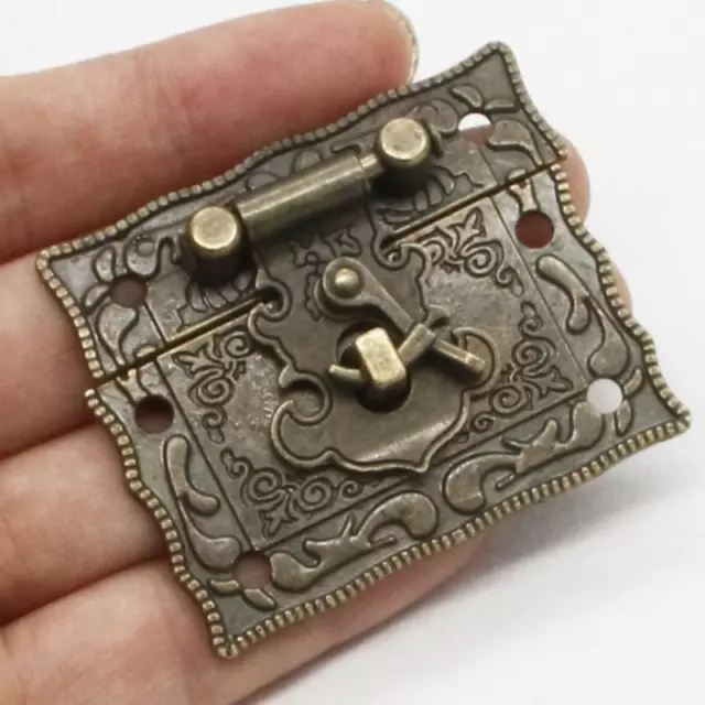 Scatola Vintage Latch Fibbia Vite Valigia Armadio Gioielli Bronzo Antico C~UL