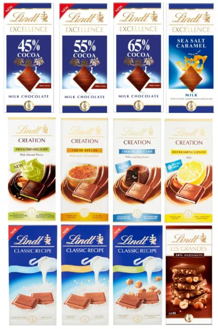 Lindt Chocolate Bars Selection Creation, Excellence & Les Grandes Novelty Gift