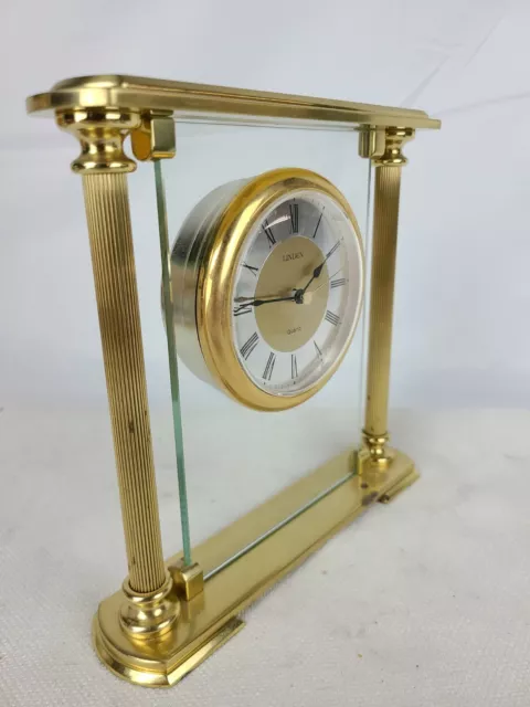 Linden Quartz Gold Tone Mantle Desk Clock Roman Numerals 3