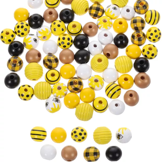 72 Pcs Yellow Garland Loose Craft Beads Bee Beading Home Forniture Decor Round